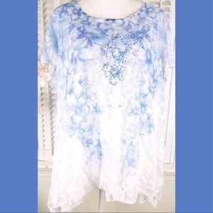 Lace overlay embellished top - plus size 3XL